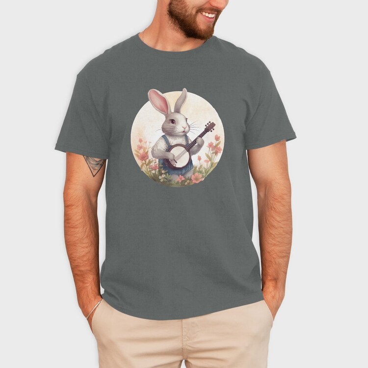 Bunny Playing Banjo Cottagecore, Tricou Barbati (Unisex)