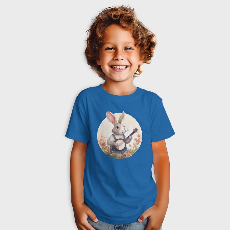 Bunny Playing Banjo Cottagecore, Tricou Copii
