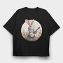 Bunny Playing Banjo Cottagecore, Tricou Oversize Barbati (Unisex)