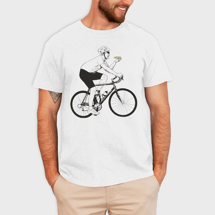 Man In Bicycle Eating Pizza Cyclist, Tricou Barbati (Unisex)