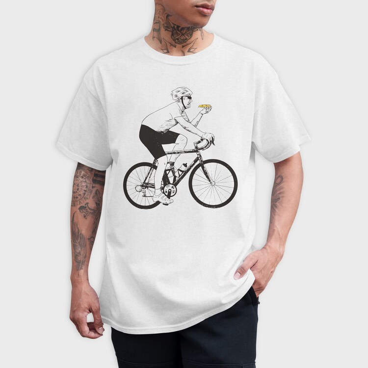Man In Bicycle Eating Pizza Cyclist, Tricou Barbati (Unisex)