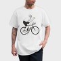 Man In Bicycle Eating Pizza Cyclist, Tricou Barbati (Unisex)