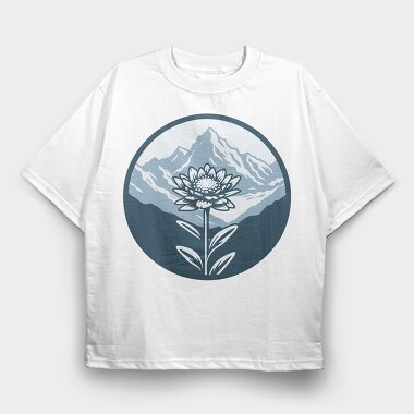Alpine Flower Circle, Tricou Oversize Barbati (Unisex)