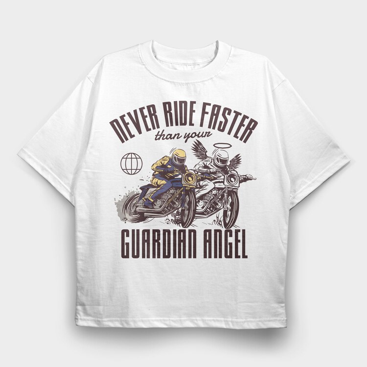 Angel Biker Ride Faster, Tricou Oversize Barbati (Unisex)
