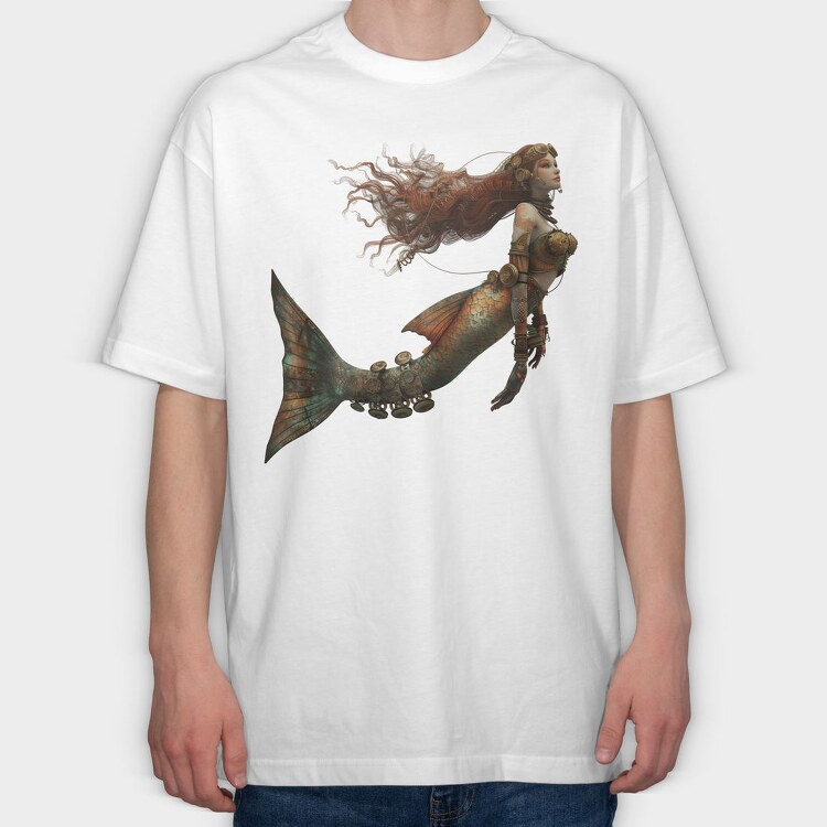 Steampunk Mermaid Tail, Tricou Oversize Barbati (Unisex)