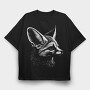 Attentive Fennec Fox, Tricou Oversize Barbati (Unisex)