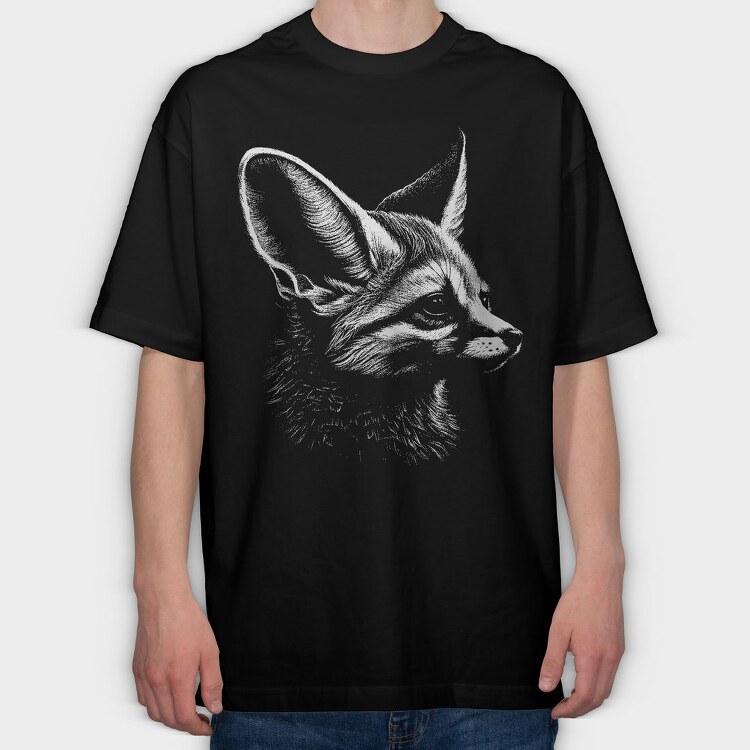 Attentive Fennec Fox, Tricou Oversize Barbati (Unisex)