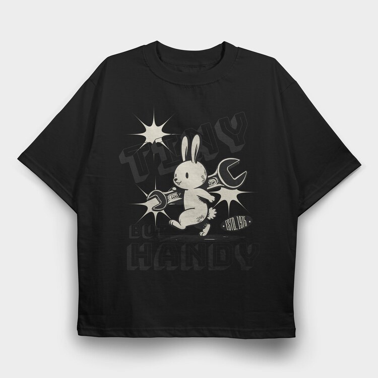 Bunny With Wrench Tiny Handy, Tricou Oversize Barbati (Unisex)