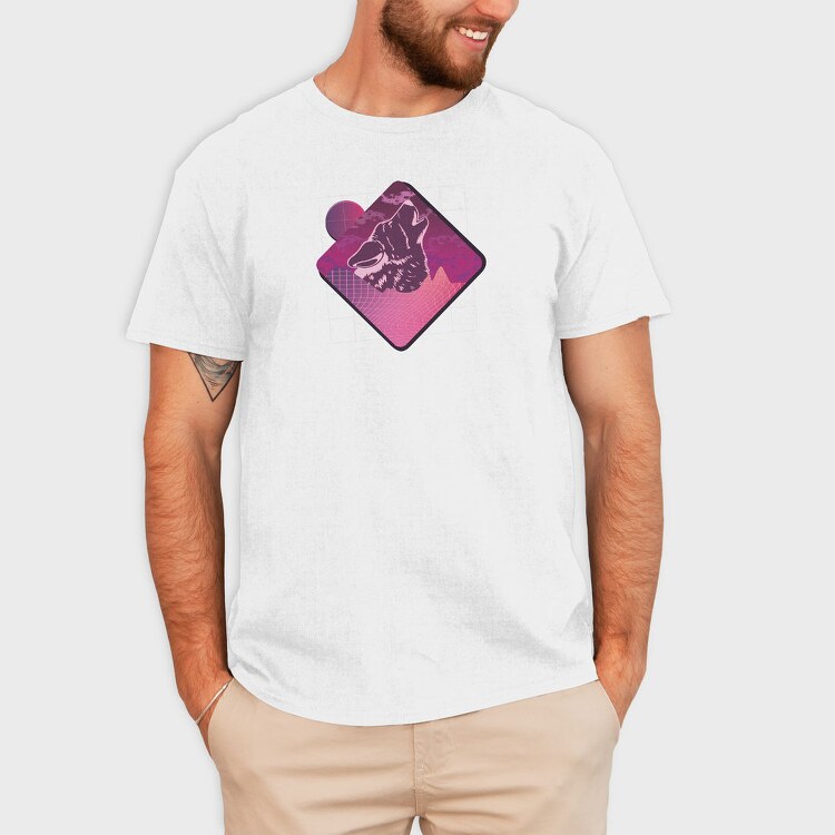 Vaporwave Wolf, Tricou Barbati (Unisex)