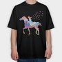Girl And Horse Forest Winter Landscape, Tricou Oversize Barbati (Unisex)