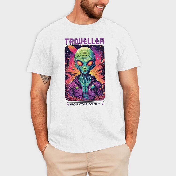 Colorful Alien Traveler Trend, Tricou Barbati (Unisex)