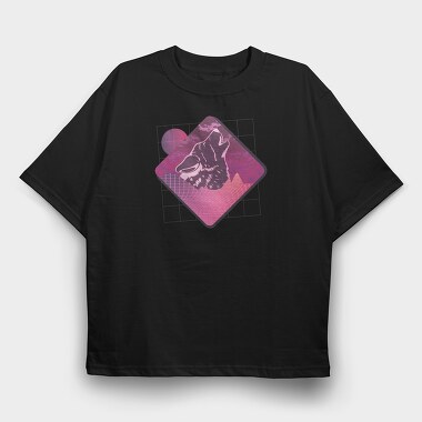Vaporwave Wolf, Tricou Oversize Barbati (Unisex)