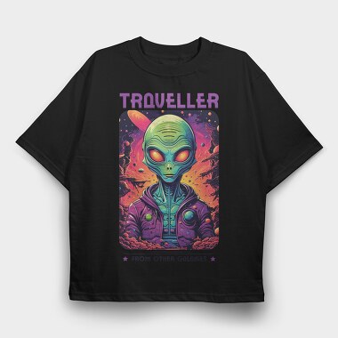 Colorful Alien Traveler Trend, Tricou Oversize Barbati (Unisex)