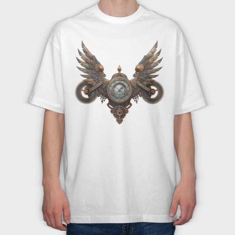 Steampunk Clock Wings, Tricou Oversize Barbati (Unisex)