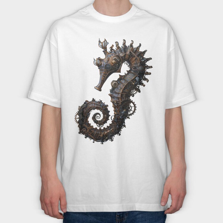 Steampunk Seahorse, Tricou Oversize Barbati (Unisex)