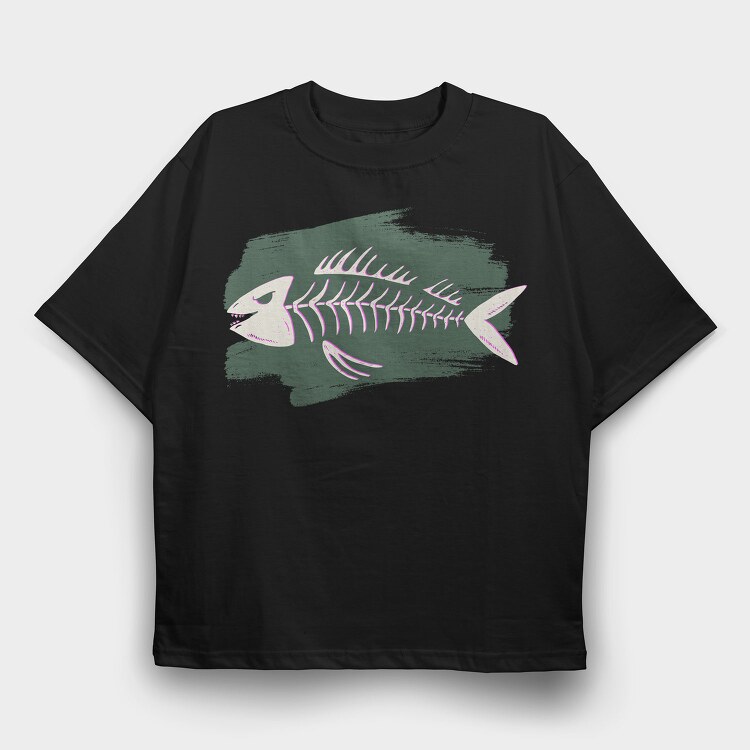 Fish Skeleton, Tricou Oversize Barbati (Unisex)