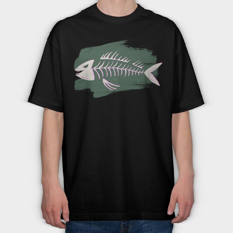 Fish Skeleton, Tricou Oversize Barbati (Unisex)