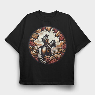 Autumn Cowgirl, Tricou Oversize Barbati (Unisex)