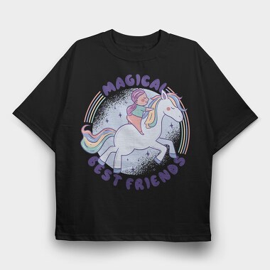 Girl And Pony Best Friend Quote Magical, Tricou Oversize Barbati (Unisex)