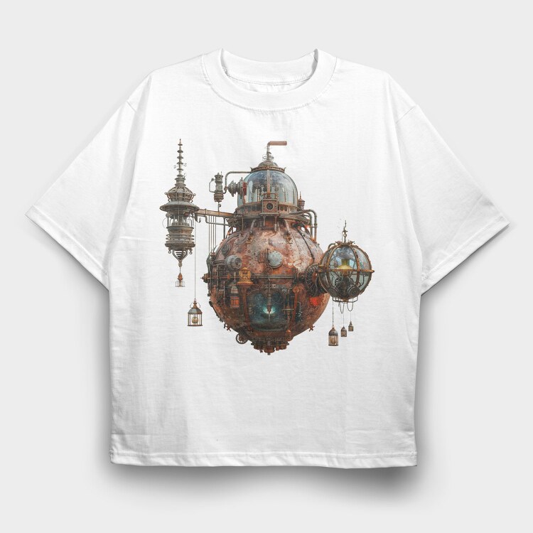 Steampunk Submarine 106021004, Tricou Oversize Barbati (Unisex)
