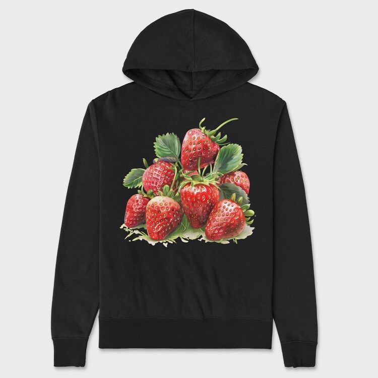 Strawberries Artwork, Hanorac Oversize Barbati (Unisex)