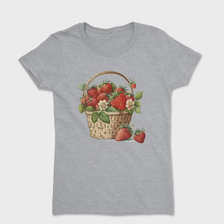 Strawberries Basket Flowers, Tricou Femei