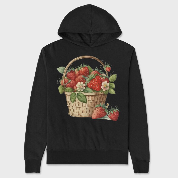 Strawberries Basket Flowers, Hanorac Oversize Barbati (Unisex)