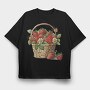 Strawberries Basket Flowers, Tricou Oversize Barbati (Unisex)