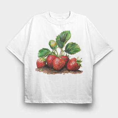 Strawberries On Soil, Tricou Oversize Barbati (Unisex)