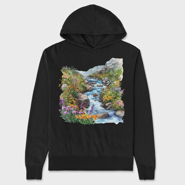 Stream Flowers Mountain, Hanorac Oversize Barbati (Unisex)