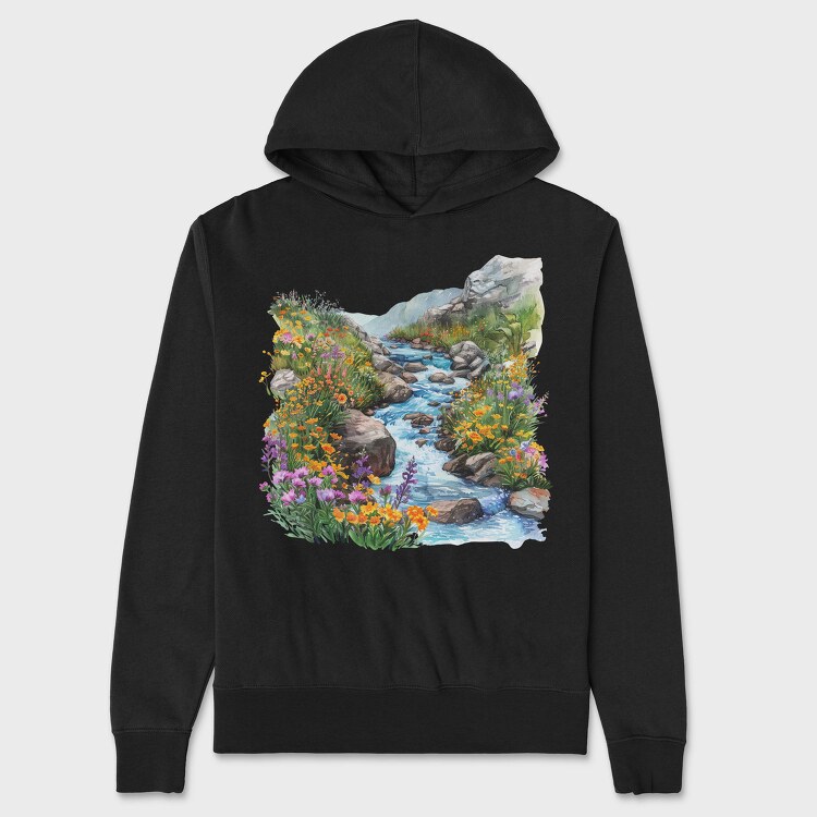 Stream Flowers Mountain, Hanorac Oversize Barbati (Unisex)