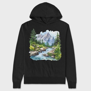 Stream Snowy Mountain, Hanorac Oversize Barbati (Unisex)