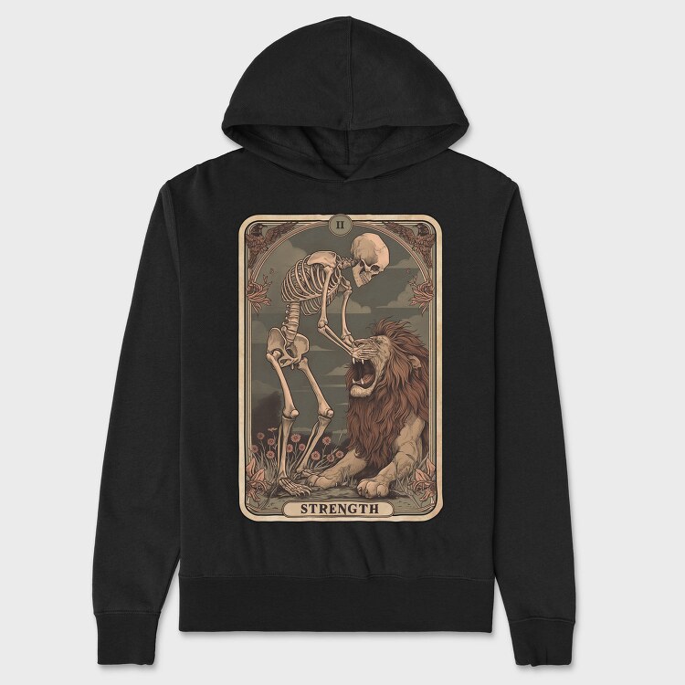 Strength Skeleton Lion, Hanorac Oversize Barbati (Unisex)