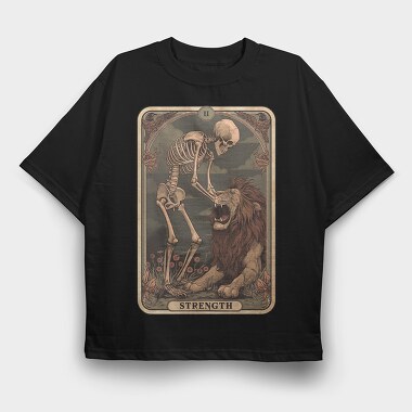 Strength Skeleton Lion, Tricou Oversize Barbati (Unisex)