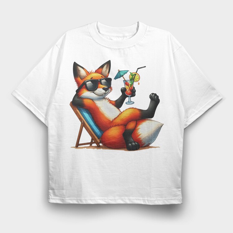 Summer Fox Cocktail, Tricou Oversize Barbati (Unisex)