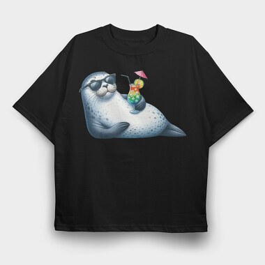 Summer Seal Cocktail, Tricou Oversize Barbati (Unisex)