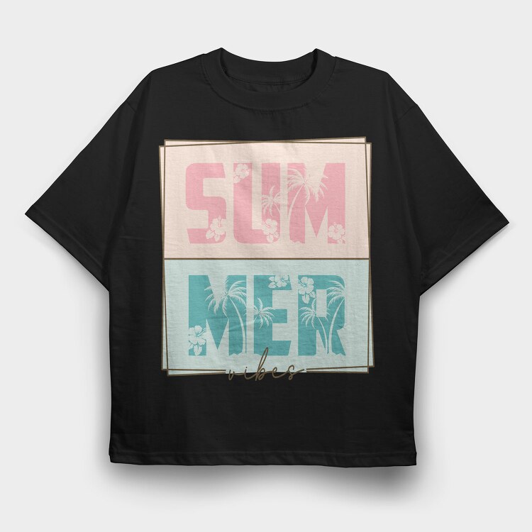 Summer Vibes Palm Tree, Tricou Oversize Barbati (Unisex)