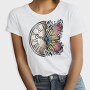 Butterfly And Vintage Clock, Tricou Femei