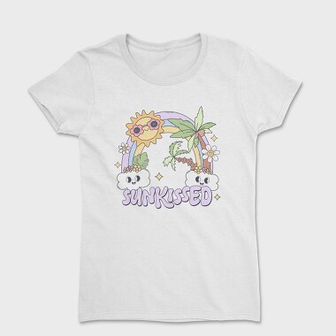 Sunkissed Clouds Palm Tree, Tricou Femei