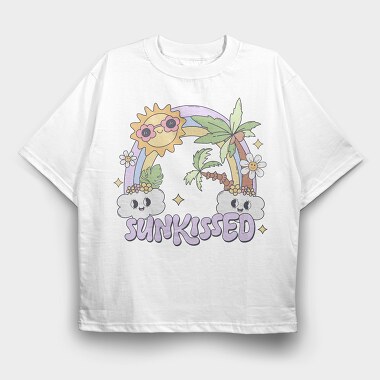 Sunkissed Clouds Palm Tree, Tricou Oversize Barbati (Unisex)