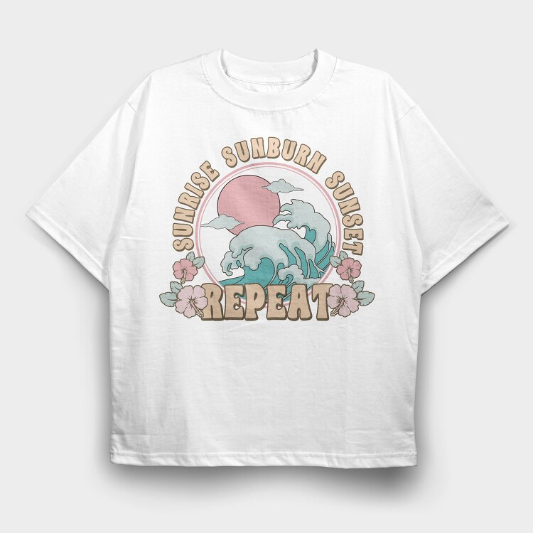 Sunrise Sunset Wave, Tricou Oversize Barbati (Unisex)