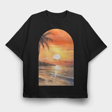 Sunset Beach Vintage, Tricou Oversize Barbati (Unisex)