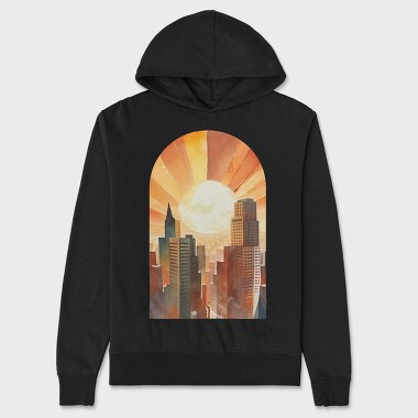 Sunset City Silhouette, Hanorac Oversize Barbati (Unisex)