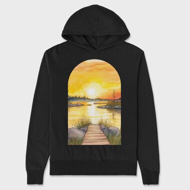 Sunset Lake Pathway, Hanorac Oversize Barbati (Unisex)