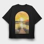 Sunset Lake Pathway, Tricou Oversize Barbati (Unisex)