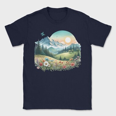 Sunset Mountain Flora, Tricou Barbati (Unisex)