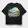 Sunset Mountain Flora, Tricou Oversize Barbati (Unisex)