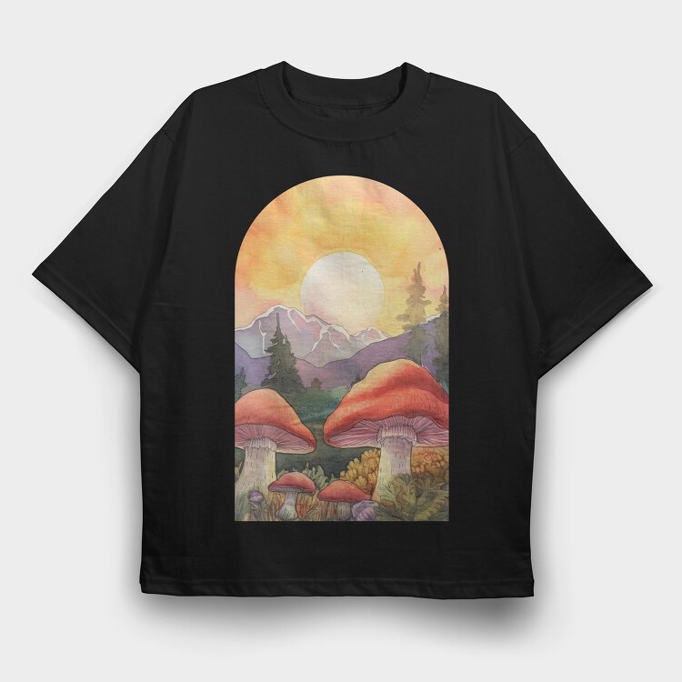 Sunset Mushroom Light, Tricou Oversize Barbati (Unisex)