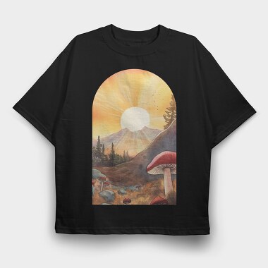 Sunset Mushrooms Light, Tricou Oversize Barbati (Unisex)