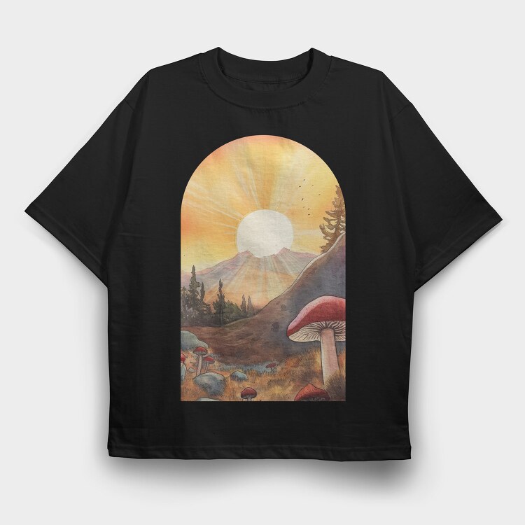 Sunset Mushrooms Light, Tricou Oversize Barbati (Unisex)